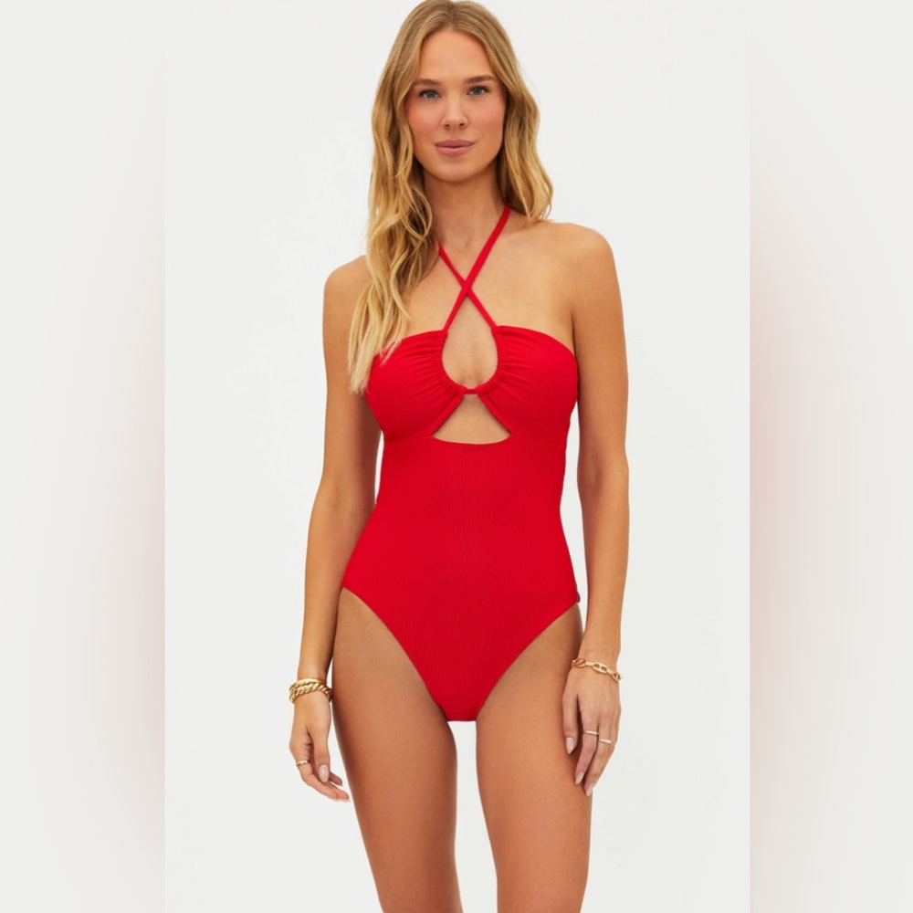 Beach Riot Phoenix Halter One-Piece Swimsuit; Color: Red; Size: Large - Picture 7 of 16